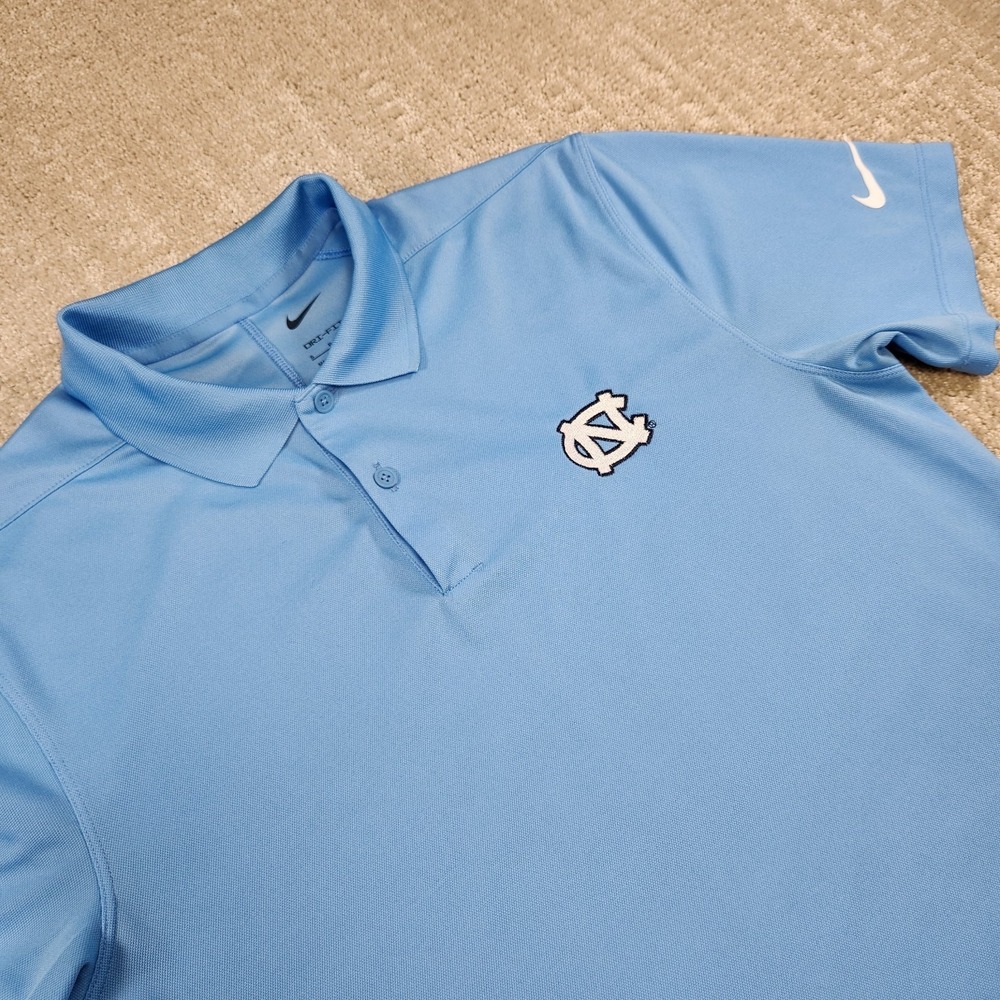 UNC Tarheels Polo Shirt Men Small Nike Victory Performance Carolina Blue Dri Fit